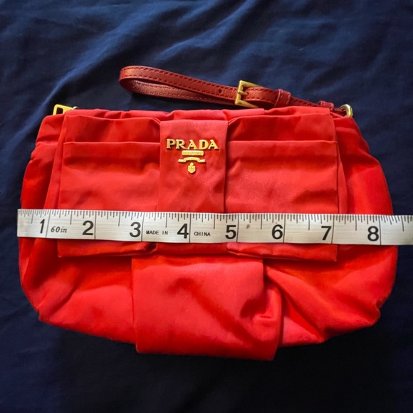 Red Prada Tessuto Wristlet with Bow - Picture 12 of 12